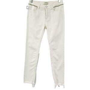 Zadig & Voltaire Eva Cher Zipper Skinny Jeans White Womens Size 27 Frayed Hem